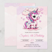 Invitation d'anniversaire Licorne, Filles de Licor (Devant / Derrière)