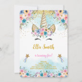 Invitation d'anniversaire licorne florale (Devant)