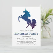 Invitation d'anniversaire Licorne Galaxie Espace (Debout devant)