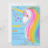 Invitation d'anniversaire licorne magique (Devant)