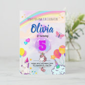 Invitation d'anniversaire Licorne Magique avec Arc (Debout devant)