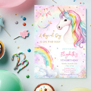 Invitation d'anniversaire Licorne Magique Jour Arc