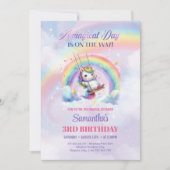 Invitation d'anniversaire Licorne Mignonne Magique (Devant)