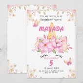 Invitation d'anniversaire Licorne pour Filles (Devant / Derrière)