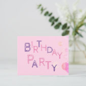 Invitation d'anniversaire licorne rose mignonne po (Debout devant)