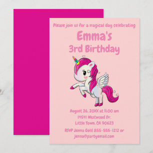 Invitation d'anniversaire Licorne - Super Mignon R