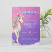 Invitation d'anniversaire licorne violette pour fi (Debout devant)