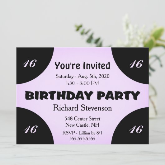 Invitation d'anniversaire Lilac Moderne (Debout devant)