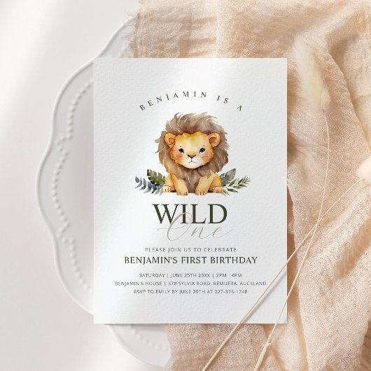 Invitation d'anniversaire Lion Wild
