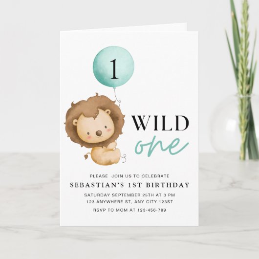 Invitation d'anniversaire Lion Wild One, Anniversa (Devant)