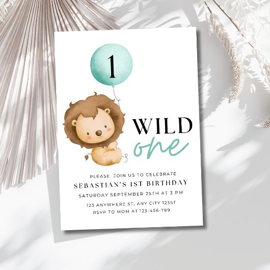 Invitation d'anniversaire Lion Wild One, Anniversa