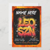 Invitation d'anniversaire Lion Zodiaque