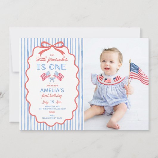 Invitation d'anniversaire Little Firecracker 4 jui (Devant)