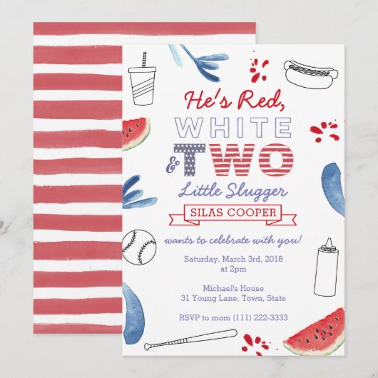 Invitation d'anniversaire Little Slugger Baseball (Devant / Derrière)