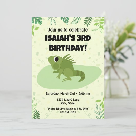 Invitation d'anniversaire Lizard (Debout devant)