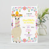 Invitation d'anniversaire Llama fun fiesta (Debout devant)