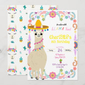 Invitation d'anniversaire Llama fun fiesta (Devant / Derrière)