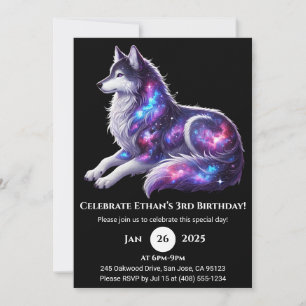 Invitation d'anniversaire Loup céleste au repos