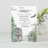 Invitation d'anniversaire Loup des Bois Sauvage (Debout devant)