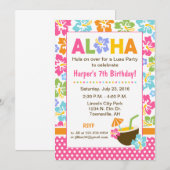 Invitation d'anniversaire Luau (Devant / Derrière)