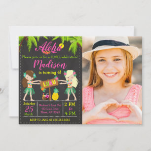 Invitation d'anniversaire Luau Aloha Photo pour fi