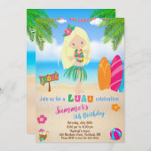 Invitation d'anniversaire Luau Hawaii invitation f (Devant / Derrière)