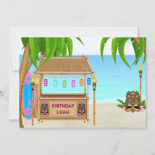 Invitation d'anniversaire Luau personnalisée (Devant)