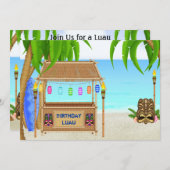 Invitation d'anniversaire Luau personnalisée (Devant / Derrière)