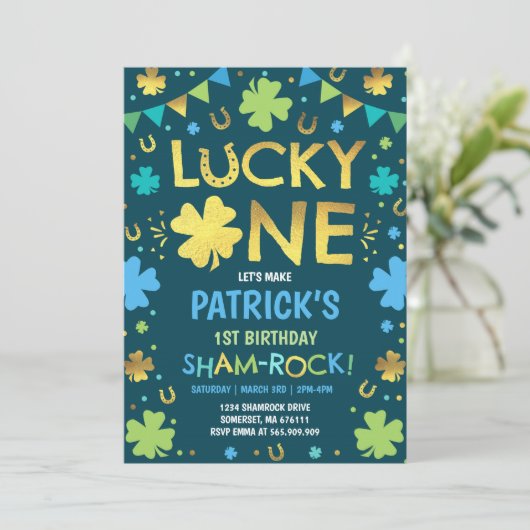 Invitation d'anniversaire Lucky One St. Patrick's (Debout devant)