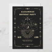 Invitation d'anniversaire lunaire art mystique cél (Devant)
