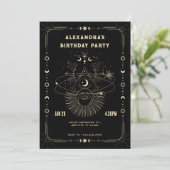 Invitation d'anniversaire lunaire art mystique cél (Debout devant)