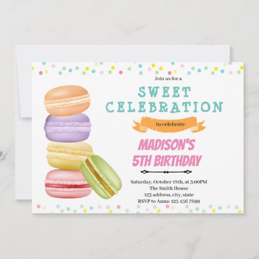 Invitation d'anniversaire Macaron (Devant)