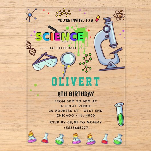 Invitation d'anniversaire Mad Science Party (Recto)
