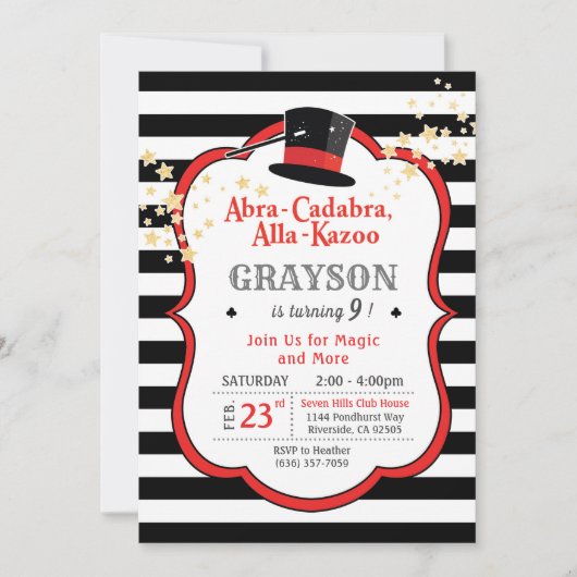 Invitation d'anniversaire magique (Devant)