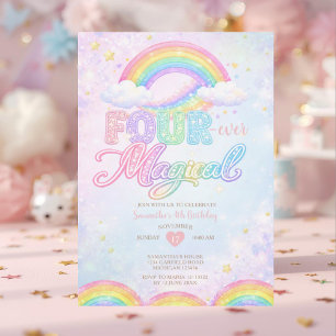 Invitation d'anniversaire Magique Arc-en-ciel 4 AN