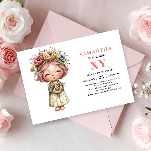 Invitation d'anniversaire Magique Fille Fée Mignon