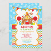 Invitation d'anniversaire Maison en pain d'épices (Devant / Derrière)