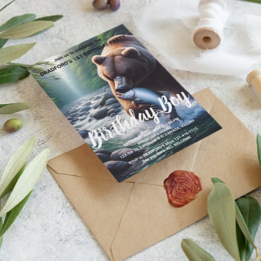 Invitation d'anniversaire Majestic Bear Catch