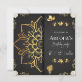Invitation d'anniversaire Mandala Or Luxe & Fleurs (Dos)