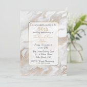 Invitation d'anniversaire Marbrée Or et Blanc (Debout devant)
