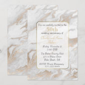 Invitation d'anniversaire Marbrée Or et Blanc (Devant / Derrière)