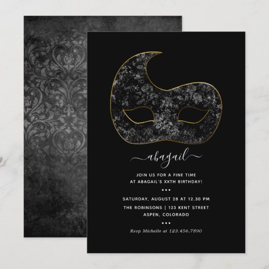 Invitation d'anniversaire Mardi Gras (Devant / Derrière)