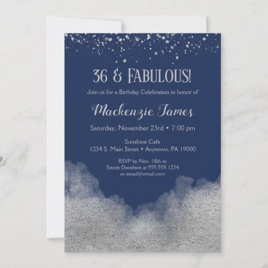 Invitation d'anniversaire Marine Blue Silver Confe (Devant)