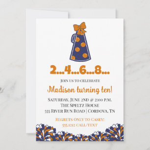Invitation d'anniversaire Marine et Orange Cheer