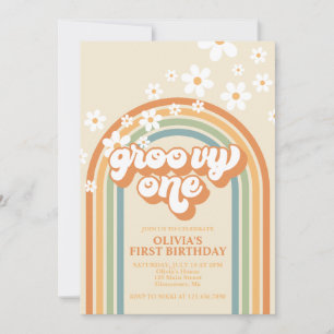 Invitation d'anniversaire marron orange arc-en-cie