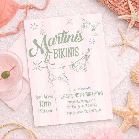 Invitation d'anniversaire Martinis & Bikinis | Fêt