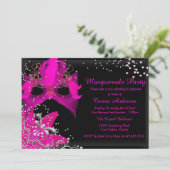 Invitation d'anniversaire Mascarade Pink Sparkle (Debout devant)