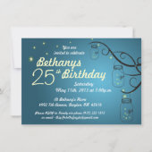 Invitation d'anniversaire Mason Jar en Turquoise / (Devant)