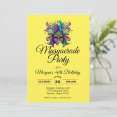 Invitation d'anniversaire Masquerade masque (Debout devant)