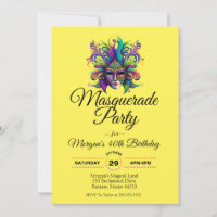 Invitation d'anniversaire Masquerade masque